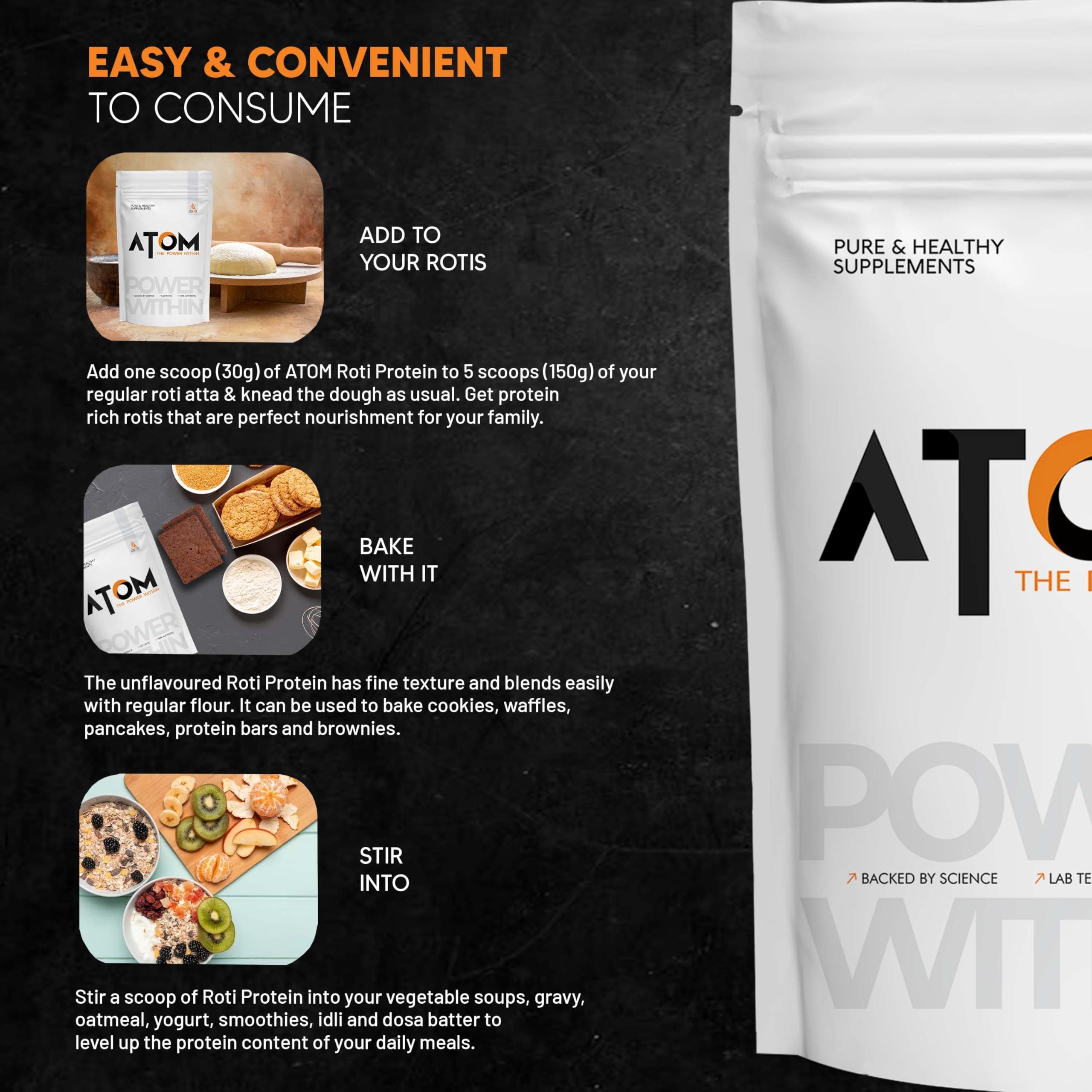 Asitis Nutrition AS-IT-IS ATOM Roti Protein 1kg | Make Roti’s Protein Rich | Easy to use | 25g Protein per Serving