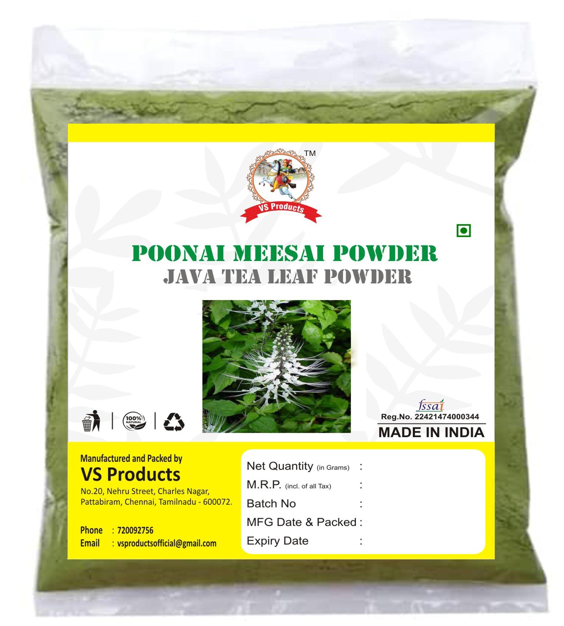 VS Products VS Products Poonai Meesai Powder, 550g, Cat Whiskers Plant, Orthosiphon Stamineus, Java Tea Leaf, Seeraga Tulsi Powder, (pack of 5 x 100g, pack of 1 x 50g)