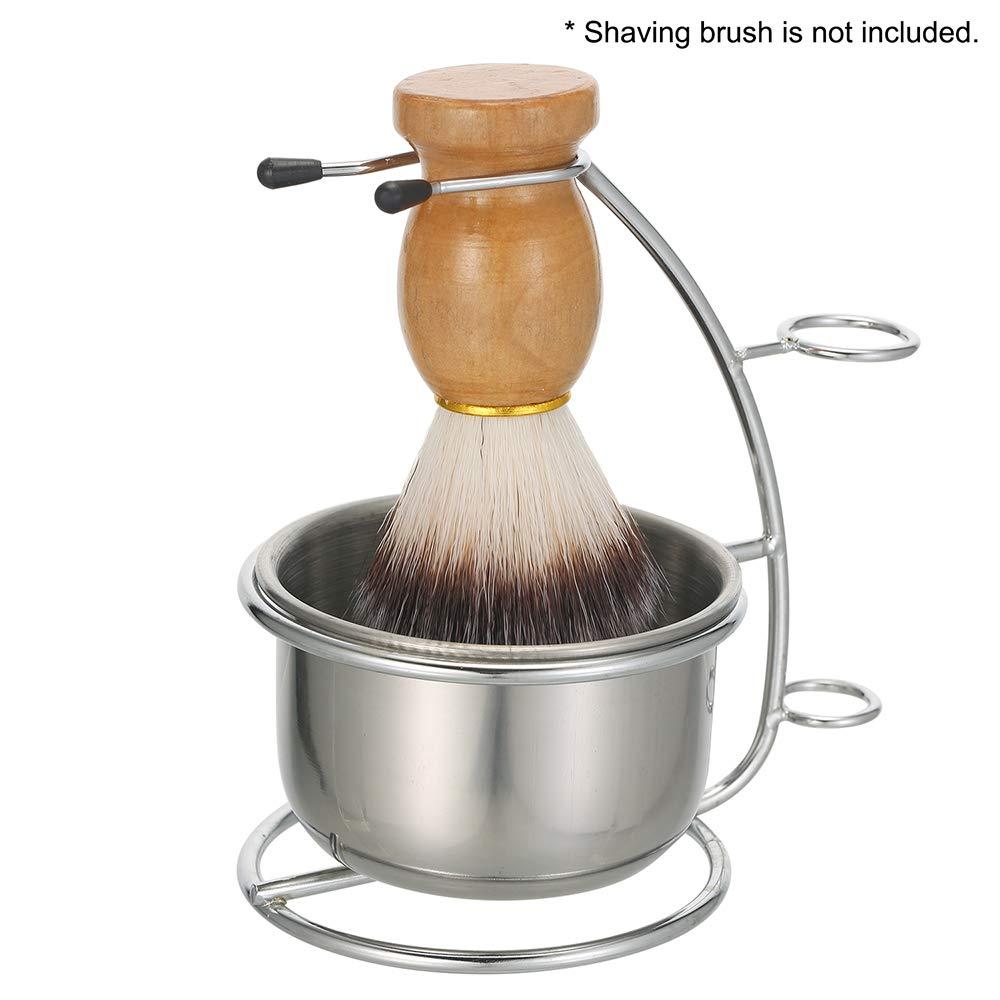 Qnotici Shaving Razor Brush Stand & Bowl Set Metal Shaving Brush Holder Soap Bowl Mug for Men Beard Removal Tools