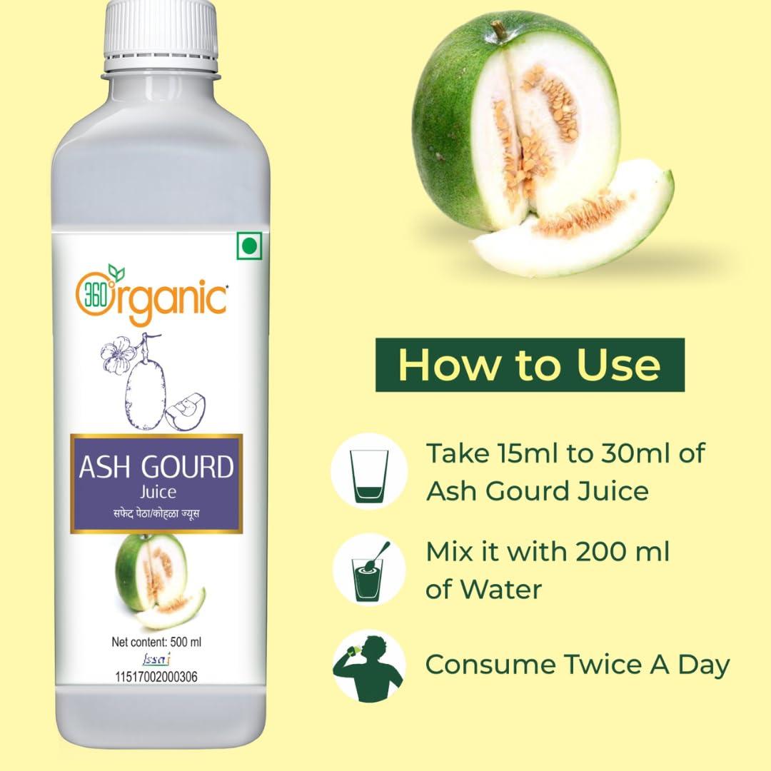 Improva Herbal Products 360 DEGREEORGANIC Ash Gourd Juice(Safed Petha Juice) Combo Pack of 2-500 Ml Each