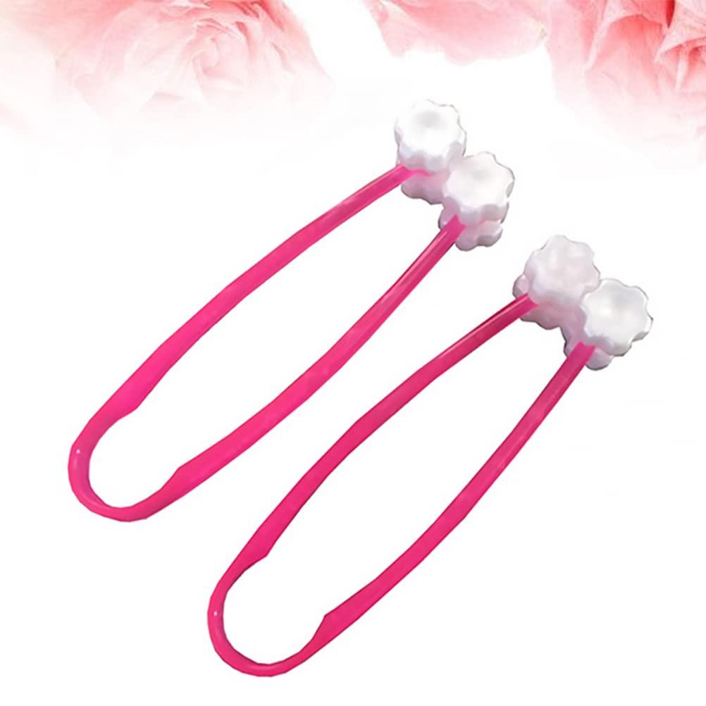 TEHAUX Face Massage- 2pcs Cat Roller Relaxer Silicone Grooming Brush Tool Face- Lift Legs Massage Rose Red