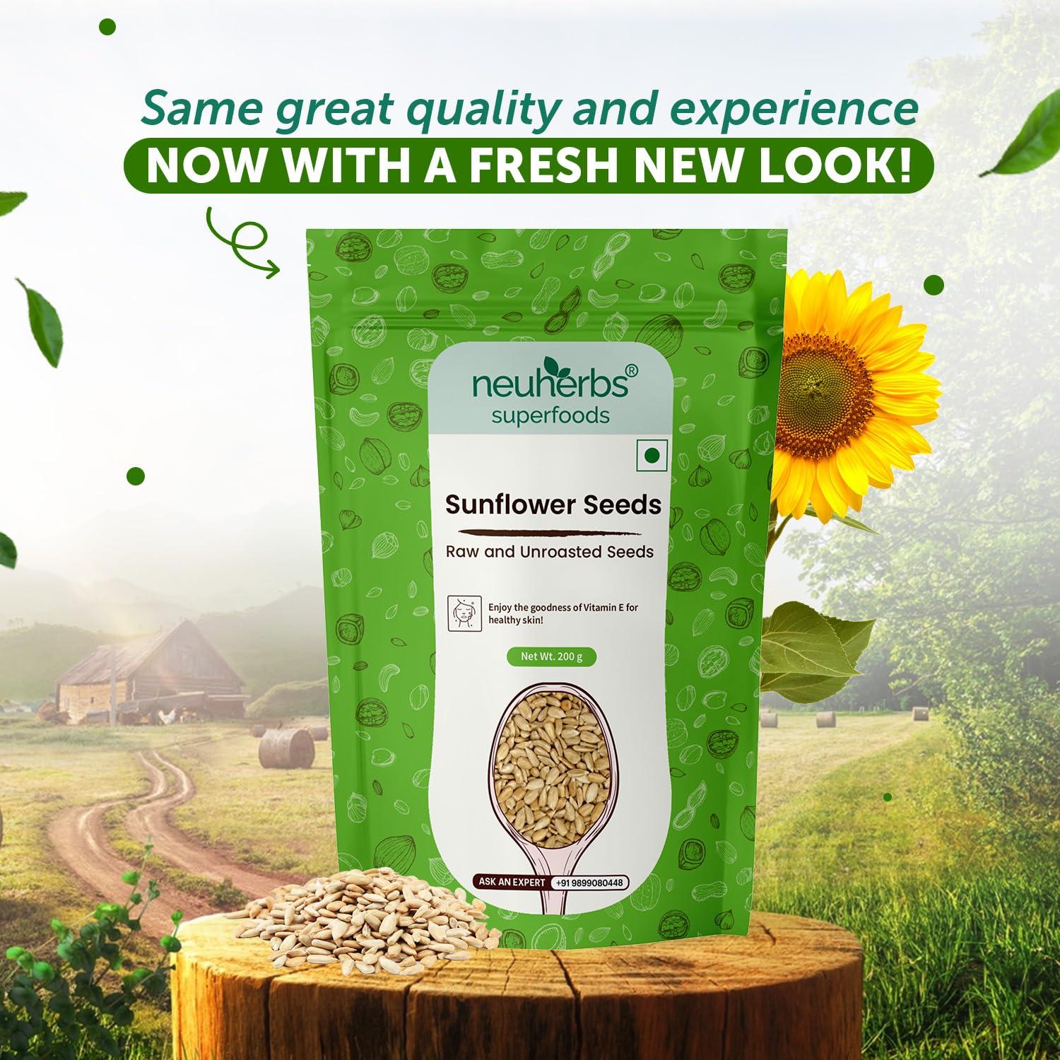 Neuherbs Neuherbs Raw Sunflower Seeds for Eating, Rich in Protein and Fiber : 200 G Pack of 2