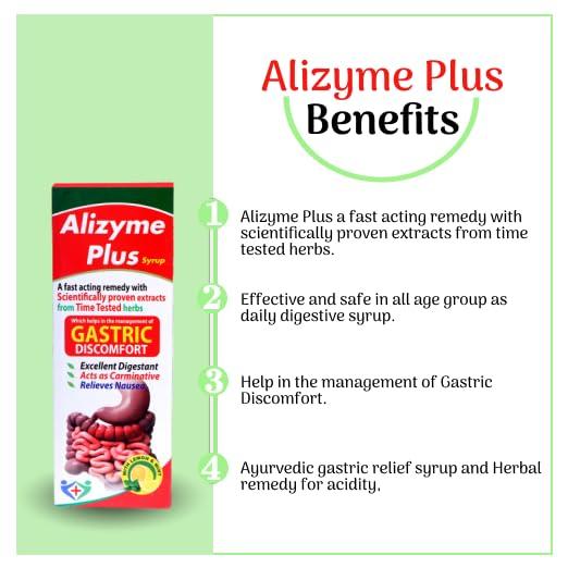 A-LIFE PHARMACY A-LIFE PHARMACY Alizyme Plus Syrup for Gas & Acidity |Relieves Gastric Discomfort | Acts as Carminative | Excellent Digestant | Help in Abdominal Pains & Nausea 1 Lt. (Pack of 5) Flower Lemon & Mint Syrup