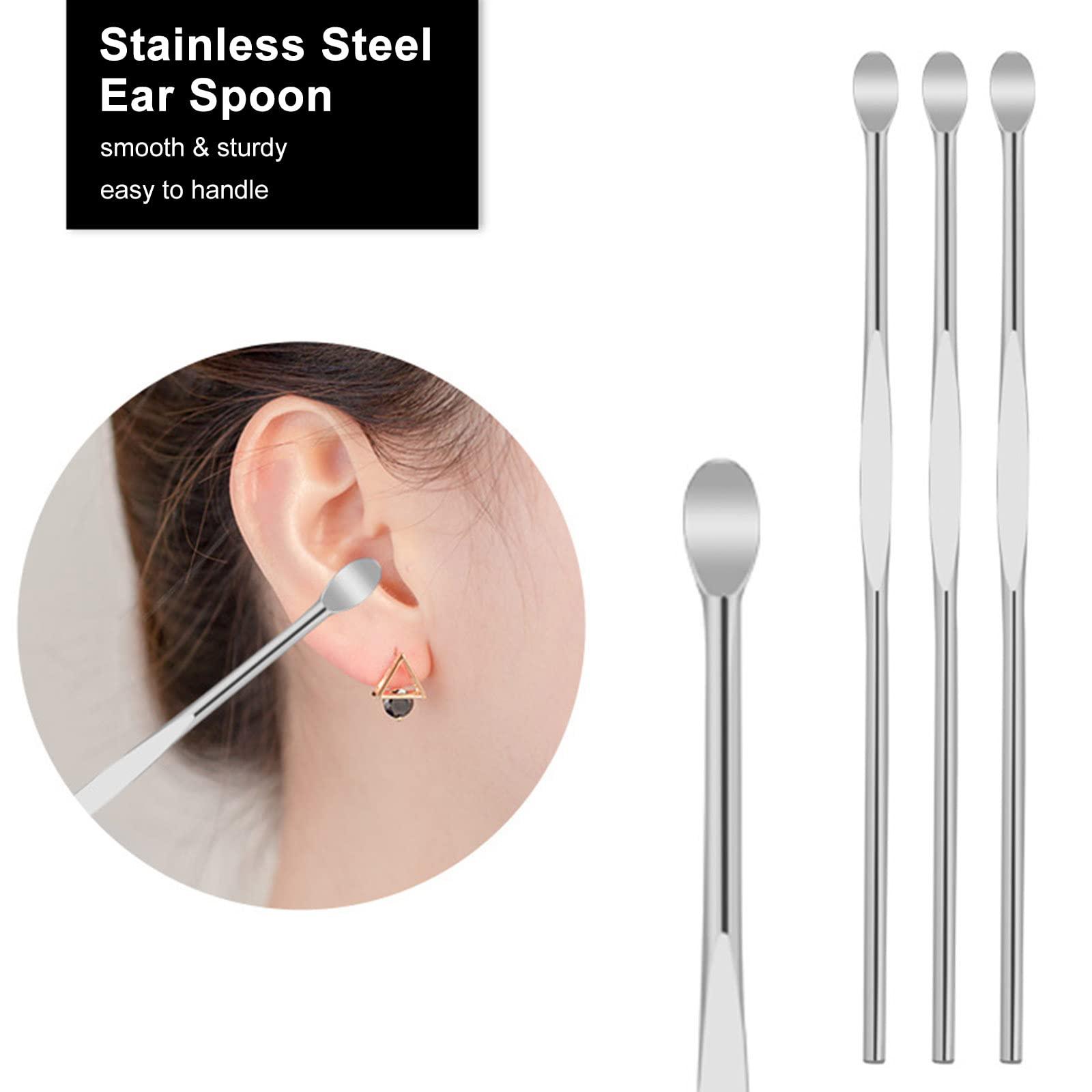 POOWE Ear Wax Removal Tools with Light & Storage Case Portable Ear Spoon Earpick Cleaning Kit for Kids & Adults Ear Care Set(Black)-POOWE