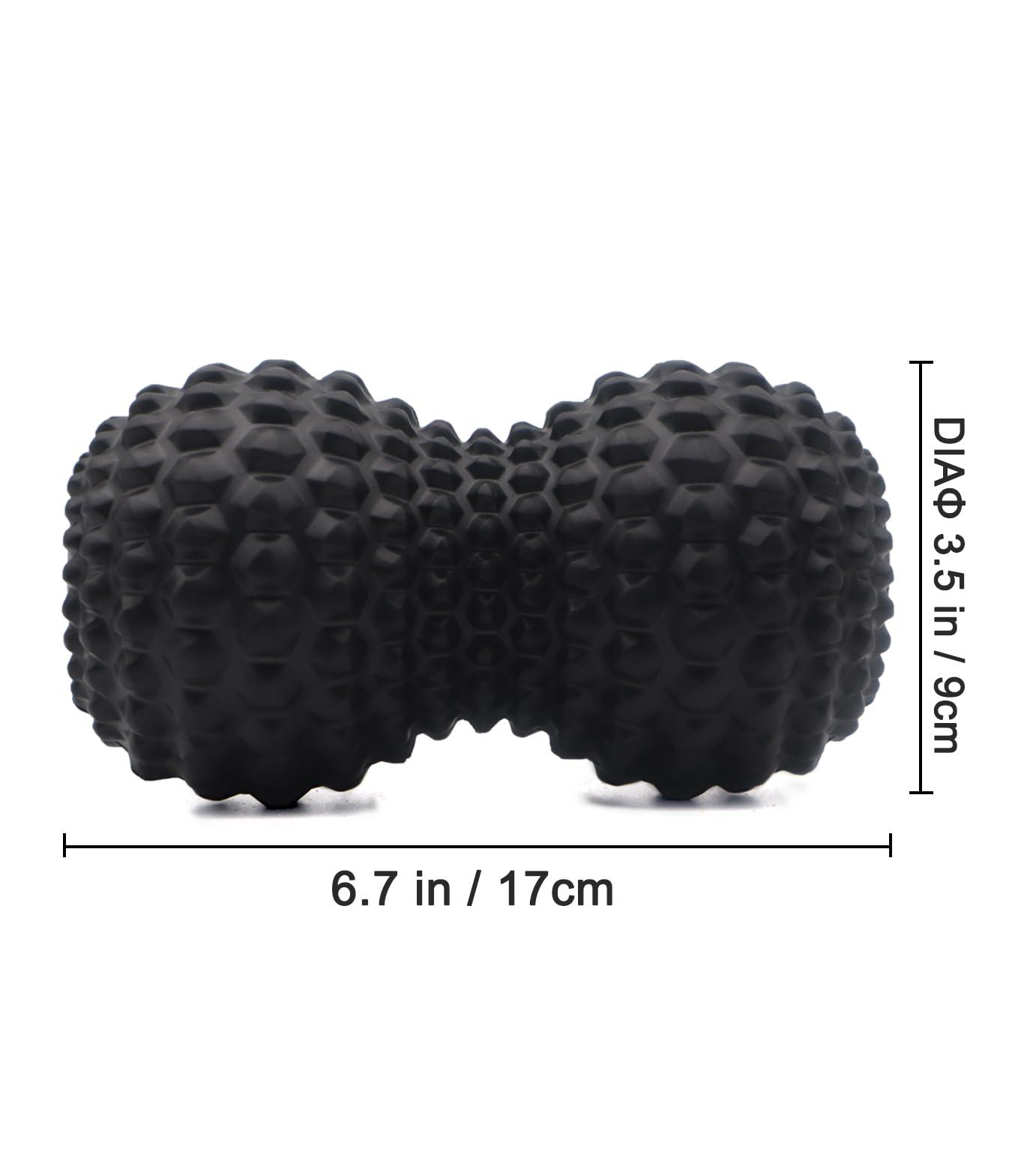KITWILD Peanut Massage Ball, Double Lacrosse Massage Roller Ball for Deep Tissue Muscle Massage, Physical Therapy, Myofascial Release, Trigger Points, Muscle Knots, and Yoga Therapy (Black)