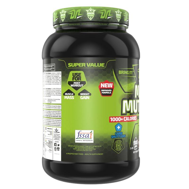 DN DOMIN8R NUTRITION DN Mass Mutation Weight Gainer, 908 g (2 Lbs), Belgain Chocolate, High Protein Mass Gainer, 45g of Protein Per Serving With TESTO Boost | HGH Boost| CGT Bcaa Complex
