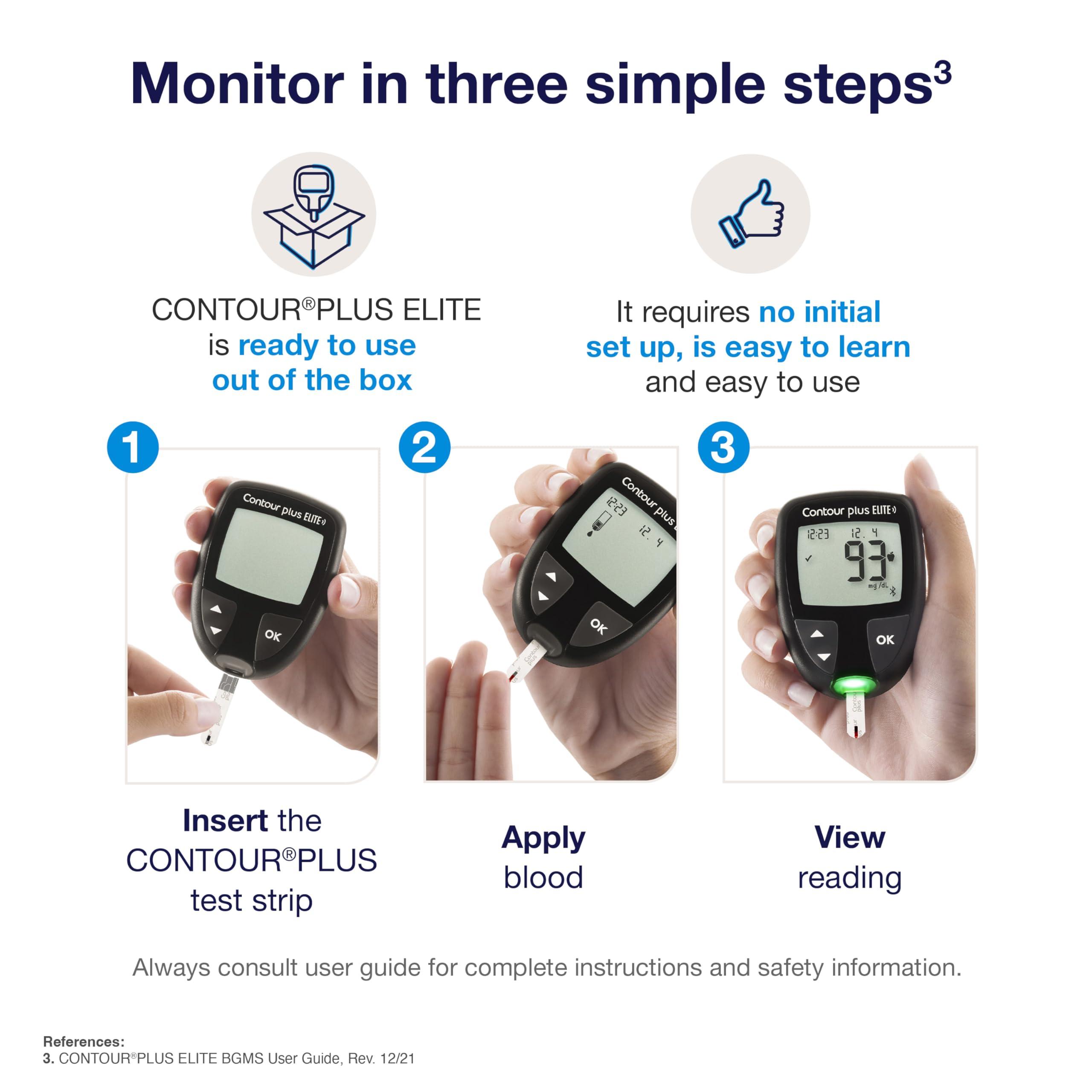 CONTOUR Contour Plus Elite Blood Glucose Monitoring System (with Bluetooth) | Glucometer with 25 Free Test Strips