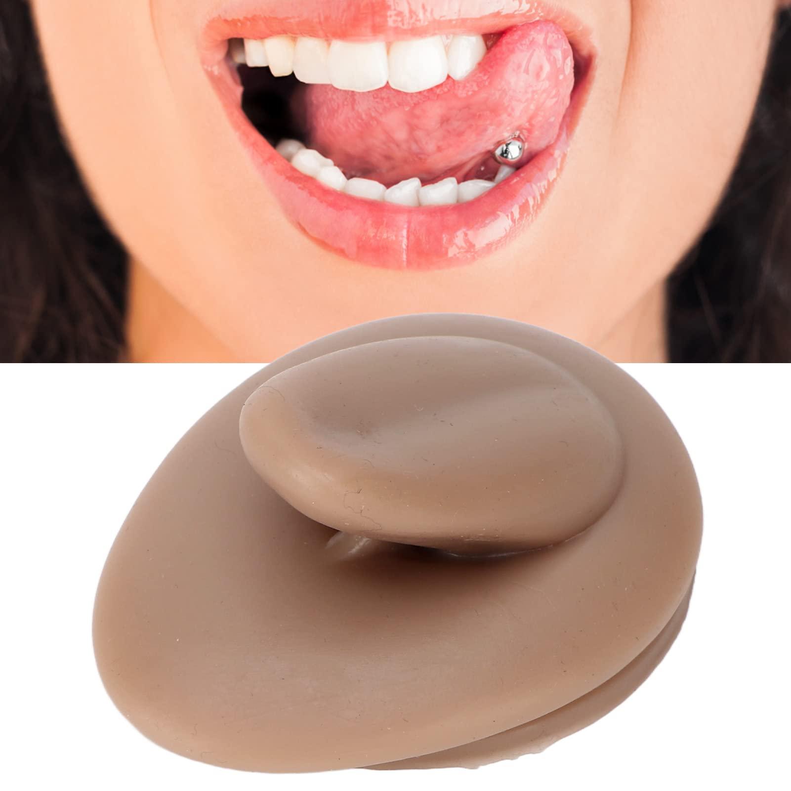 HAIBING Silicone Tongue Model, Tongue Flexible Model Display Fake Simulation for Piercing Practice for Novice (Dark Skin Color)