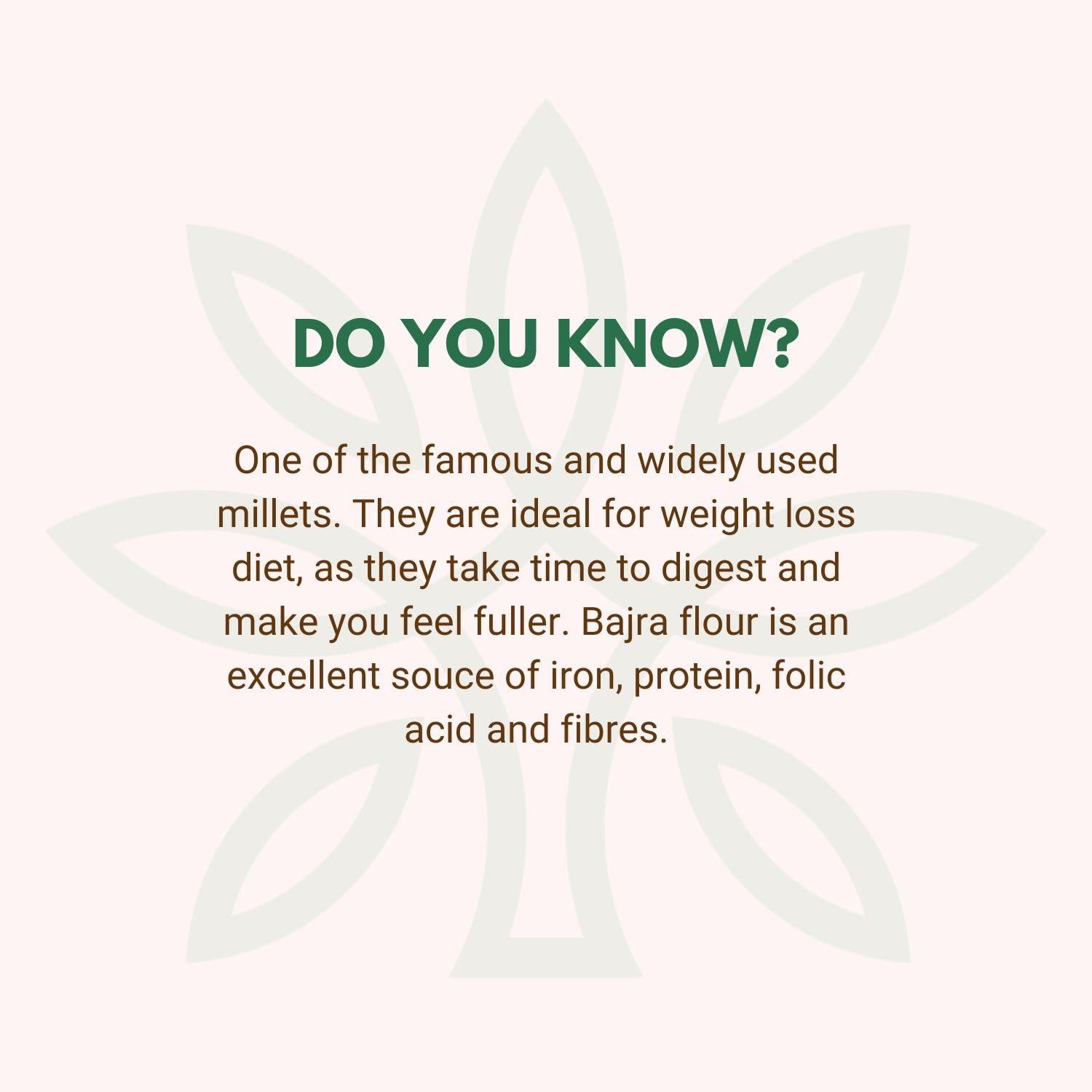 Pure Tree Pure Tree Certified Organic Bajra Flour Freshly Milled | 900 g | Bajra Atta | Gluten-Free Pearl Millet Organic Flour | Bajre Ka Atta | Millet Atta | Kambu Flour