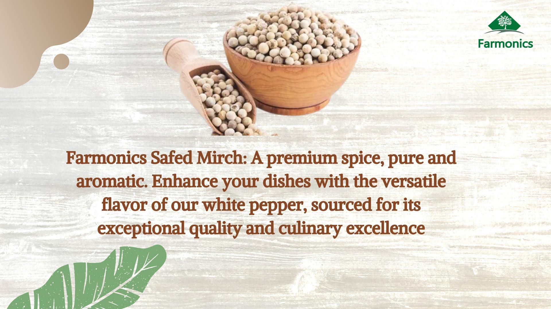 Farmonics Farmonics White Pepper, 50g | Dakhni Mirch | Safed Mirch | Sabut Safed Mirch