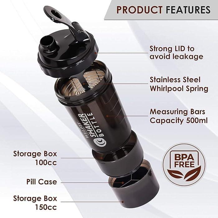 ZARWAR ZARWAR Protein Shaker: 100% Leakproof BPA-Free Blender Bottle for Gym, Running, and Workout - Sipper Protein Shaker with BCAAs, 500ml Capacity, Ideal for Men & Women, Black