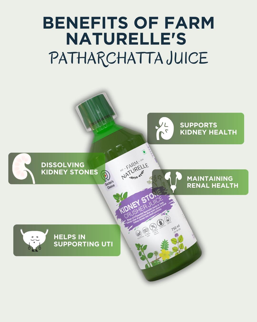 Farm Naturelle Farm Naturelle - Kidney Stone Juice 750ml X 2 | Supports Kidney Health | Helps in Dissolving Kidney Stones |30 Day\'s Pack