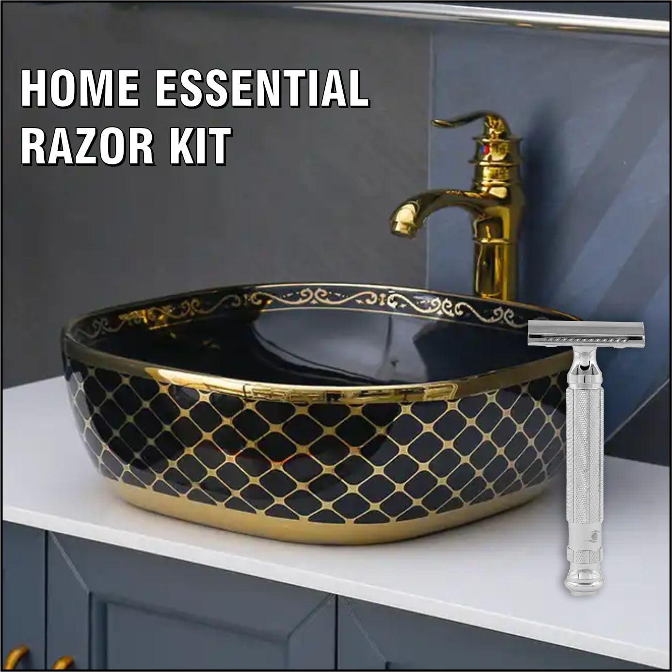 PEARL PEARL Men Shaving Double Edge Safety Razor L-55 (Close Comb+Open Comb,Chrome)