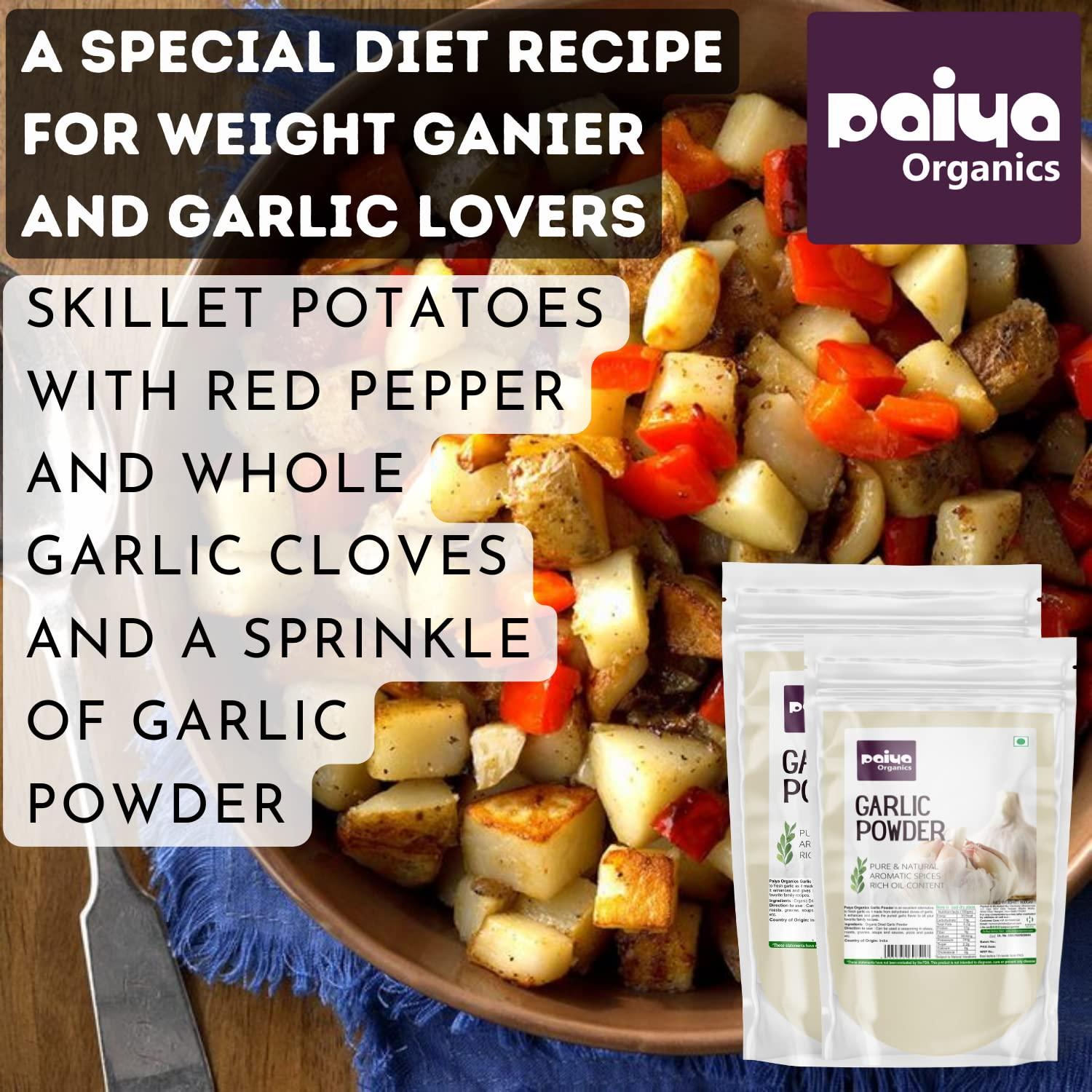 paiya organics Paiya Organic 2x100gm Dry Garlic Powder Pure & Natural Organic No added peservative great for flavouring mayonnaise and tomato ketchup, sauces, salad dressings, gravies (200gm)