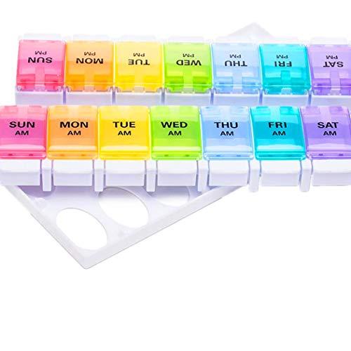 Anjetan Anjetan Double Weekly Pill Organizer Detachable Week Pill Box Vitamin Container for Pill Vitamin Container 7 Day Pill Containers