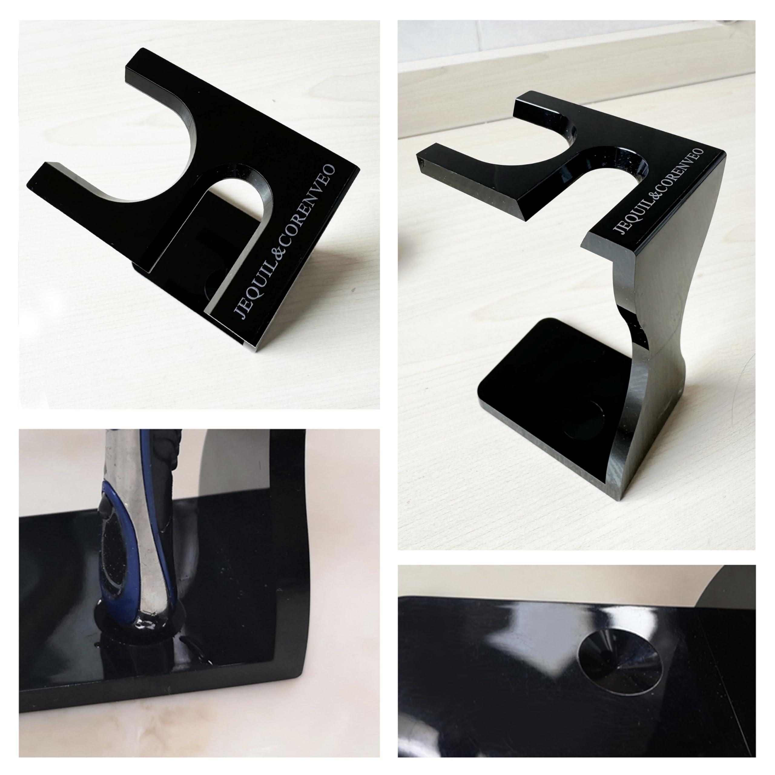 JEQUIL&CORENVEO Je&Co Men\'s Shaving Brush Set, 3 in 1 Synthetic Shaving Brush with Acrylic Stand and Steel Bowl