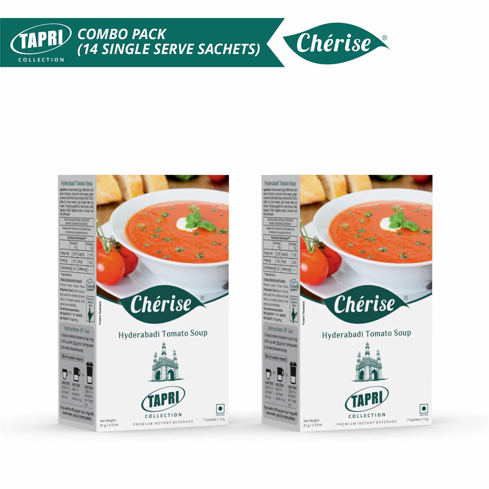 Cherise Cherise Tapri Premium Hyderabadi Tomato Soup Premix, 13 g x 7 Sachets (Pack of 2)