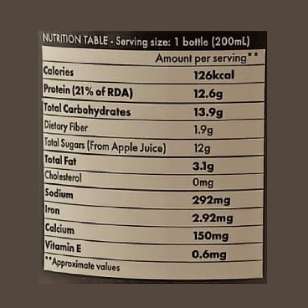 STRIVE Strive Vegan Protein Shake with 12.6g Plant Protein and 25% Calcium, Naturally Sweetend, Low Calorie Drink, Gluten & Trans Fat Free, Gut Friendly, Source of Fiber, Pack of 12 x 200ml (Dark Chocolate Almond)