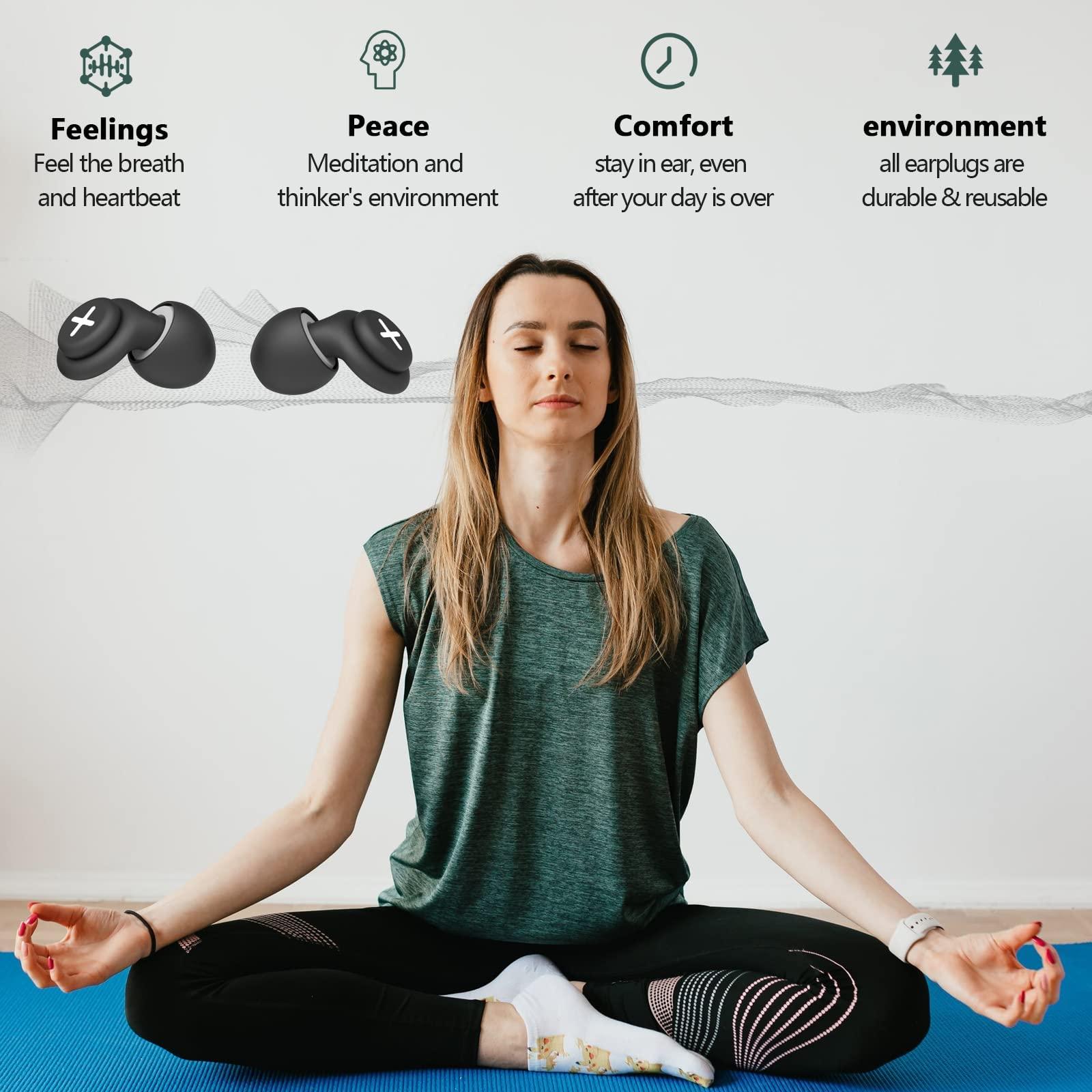 MAKINGTEC Noise Reduction Ear Plugs-40 dB Noise Cancelling Reusable Hearing Protection in Flexible Silicone for Sleeping, Traveling, Concerts, Work & Swimming,3 Wearing Styles, Black