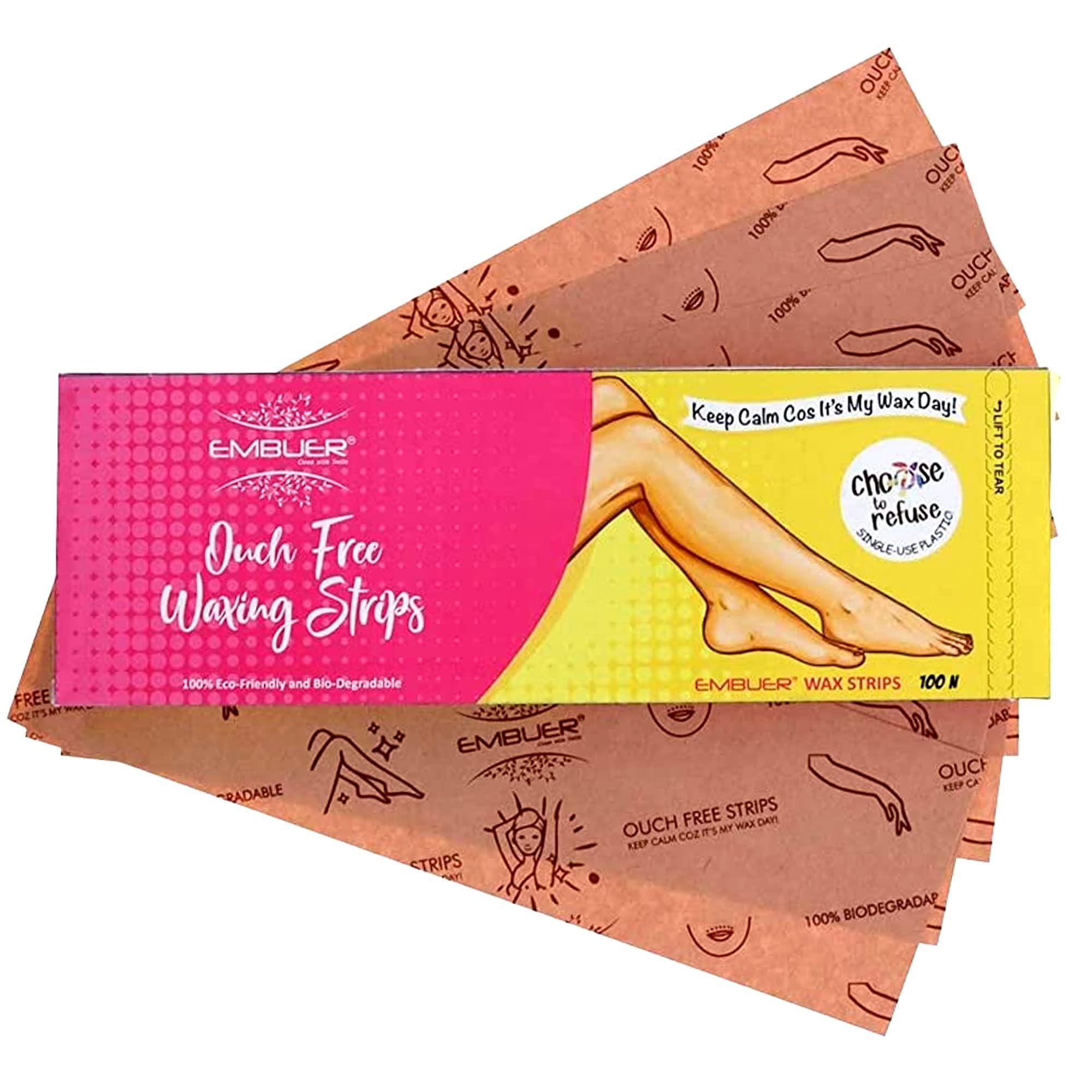 Embuer Embuer Non-woven Eco-Friendly Hair Removal Body Wax Strips All Skin Type -for Face Legs Arms, Underarms Facial Eyebrows Neck Bikini Line and Back (PACK OF 3)