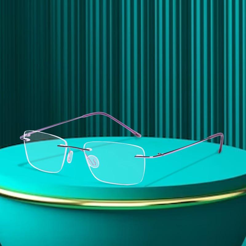 Redex Redex Rimless Rectangle Optical Premium Reading Glasses For Men And Women Reading Power Glasses For Men & Women (Purple, 3.00)
