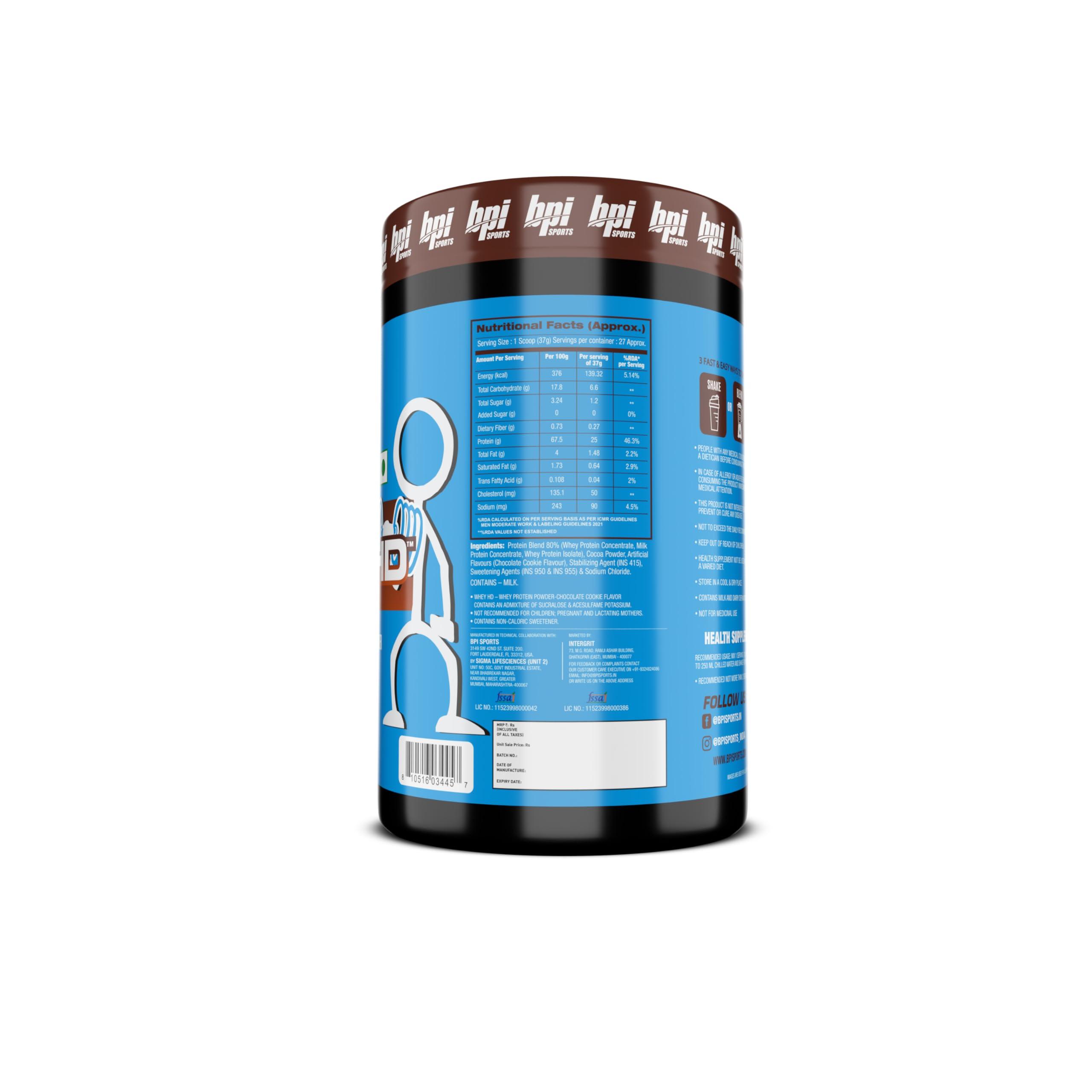 BPI Sports BPI Sports Whey HD Ultra Premium Protein Powder, Chocolate Cookie, 1.0 kg