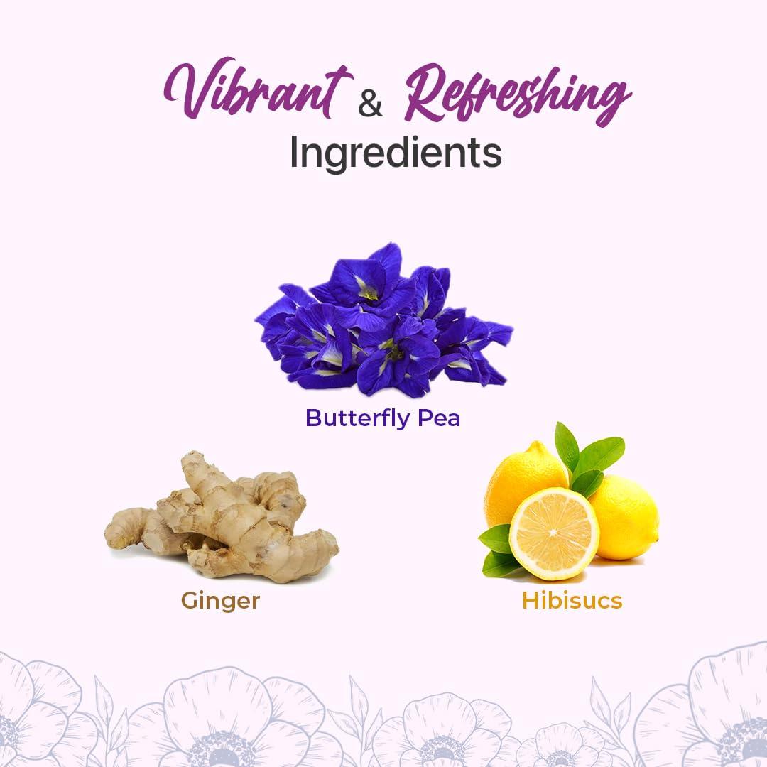 BLUE TEA BLUE TEA - Purple Tea -Loose - 50 gm (50 Cups) | GIFTING DELIGHT | Flower Based - Detox Tea - Non-Bitter - Herbal Tea - Caffeine Free - Vegan - Gluten Free - Non-GMO | Eco-Conscious Tin Packed