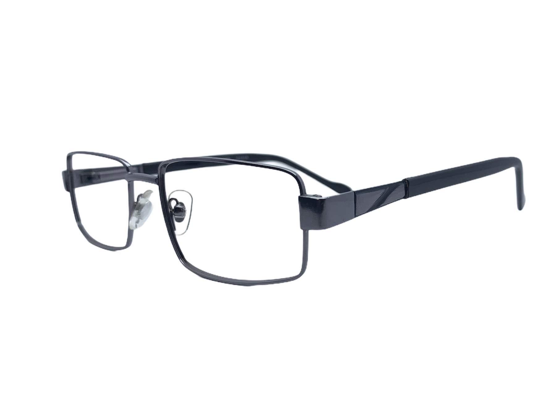 Generic Bifocal reading glasses With Antiglare Coating (Distance Zero Power and Near with +1.00 to +3.00) Bifocal Type (Round) Full frame (size =52 mm) (Gunmetal, 1.00)