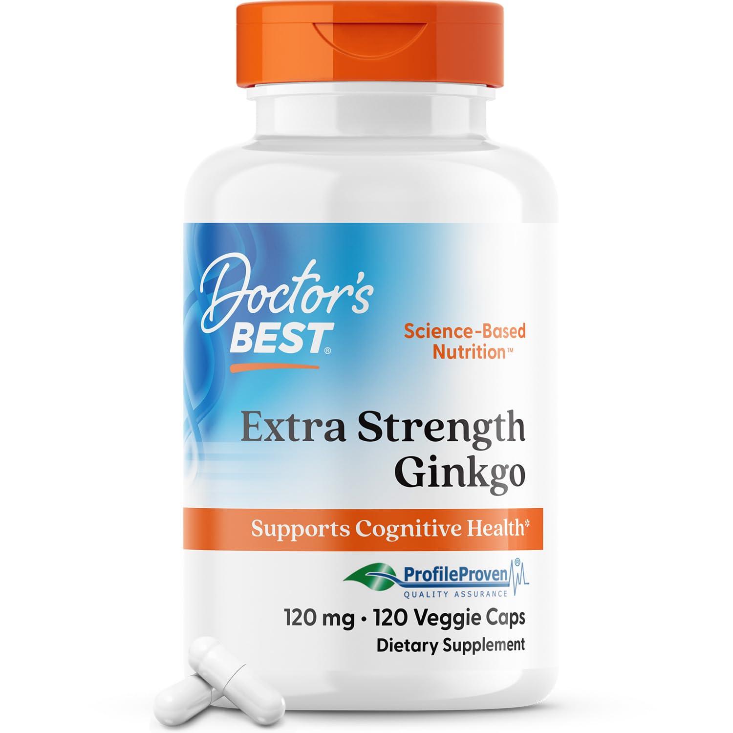 Doctor's BEST Doctor's BEST Extra Strength Ginkgo, Non-Gmo, Gluten Free, Vegan, Soy Free, Promotes Mental Function And Memory, 120 Mg, 120 Count (Pack Of 1) - Capsule