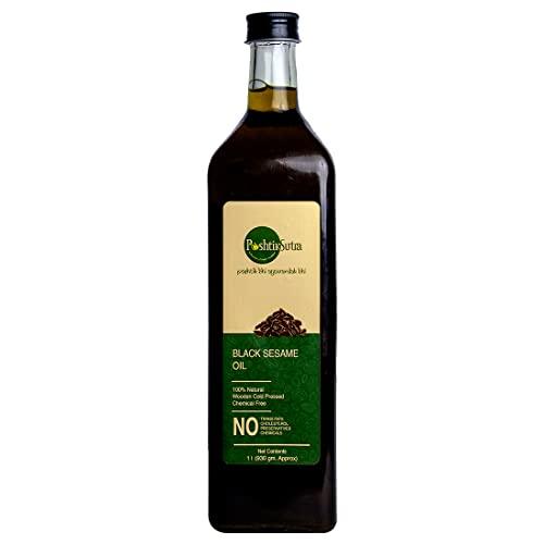 PoshtikSutra PoshtikSutra 100% Natural Wooden Cold Pressed Chemical Free Black Sesame Oil (1L)