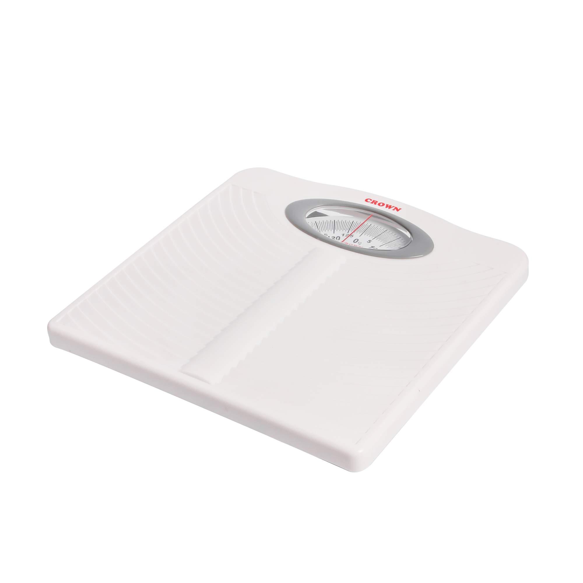 CROWN CROWN Diamond Deluxe Personal Bathroom Weighing Scale For Human Body, Mechanical Manual Analog Weighing Scale upto 130 kgs capacity (White)