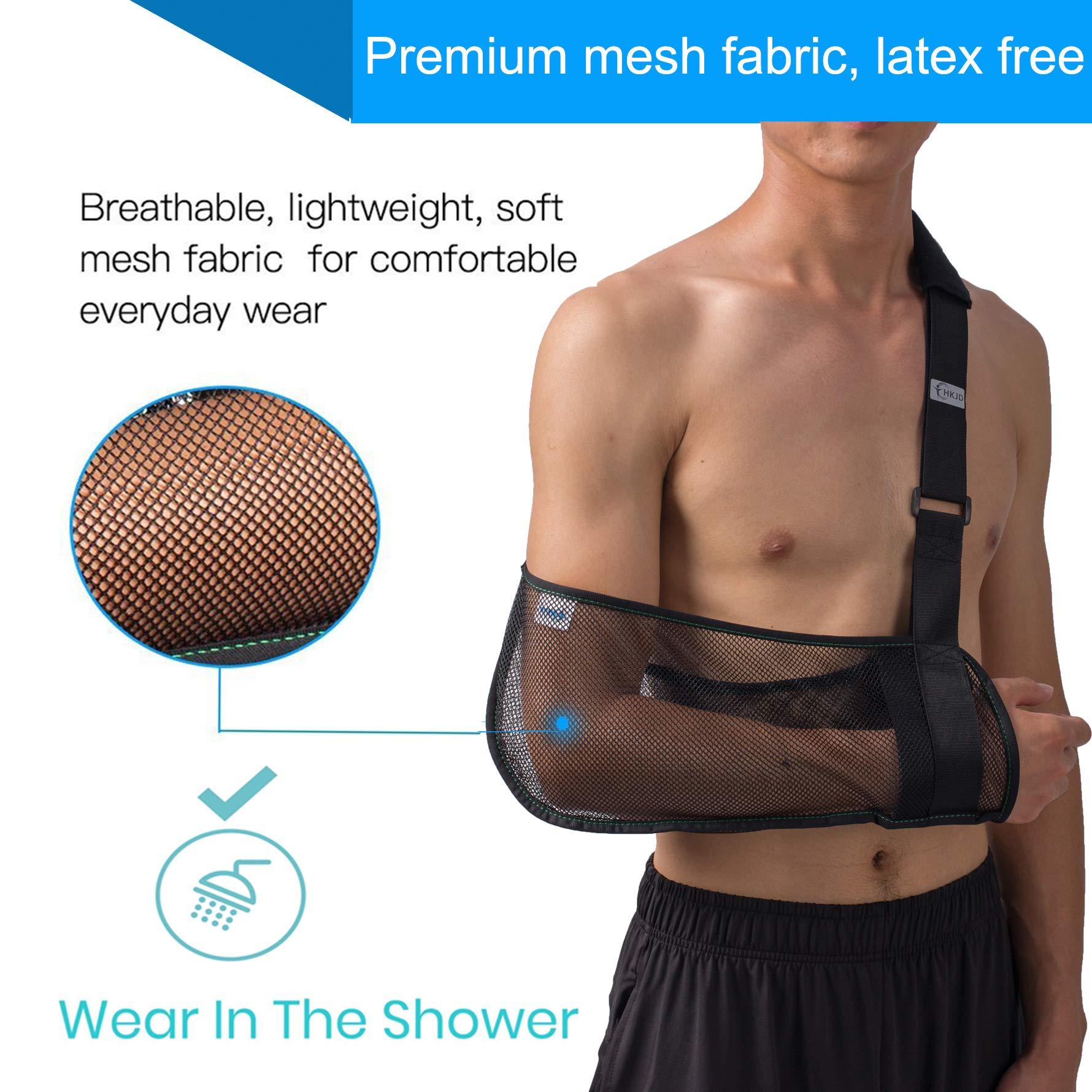 Ferenu Mesh Arm Shoulder Sling - Medical Shoulder Immobilizer for Shower - Adjustable Arm Brace for Torn Rotator Cuff Injury - Right Left Arm for Men Women - Shower Sling for Elbow, Wrist