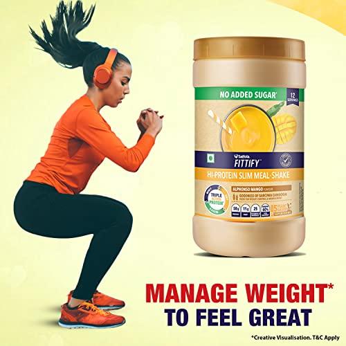 Saffola FITTIFY Gourmet Saffola FITTIFY Hi-Protein Slim Meal Replacement Shake, Alphonso Mango, 420 gm