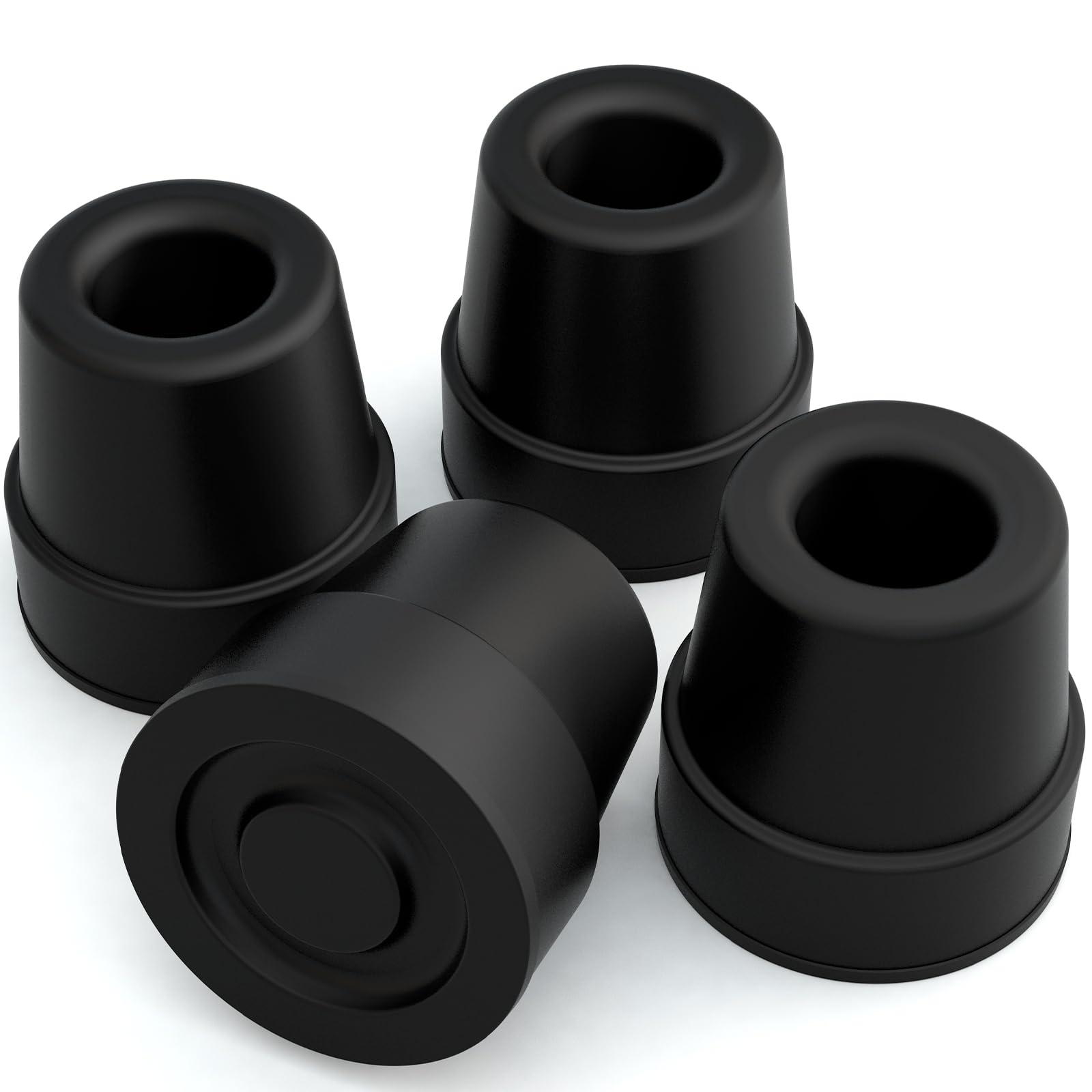 VIVE Vive Quad Cane Tips (Set of 4) - Heavy Duty 1/2 inch Replacement Rubber Foot - Black Attachment Base Grip - Accessories for Walking and Standing Stick - Durable End for Women, Men, Seniors, Elderly