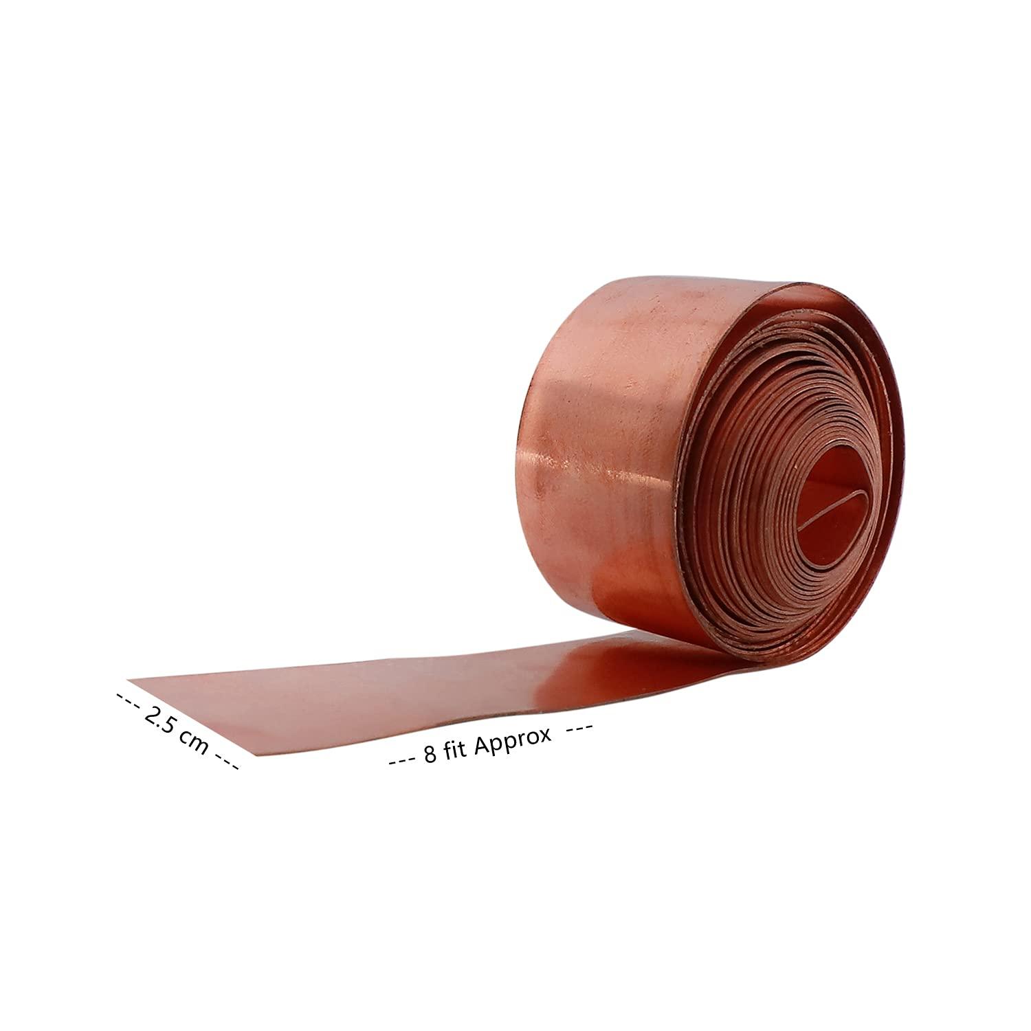 K.V ETERPRISES Vastu Copper Strip | Width- 1 Inch | Gauge- 0.3mm | Length- 8 Feet Approx | Zone Balancing |Toilet Correction | Main Entrance | Strip Remedy | Pack of 5