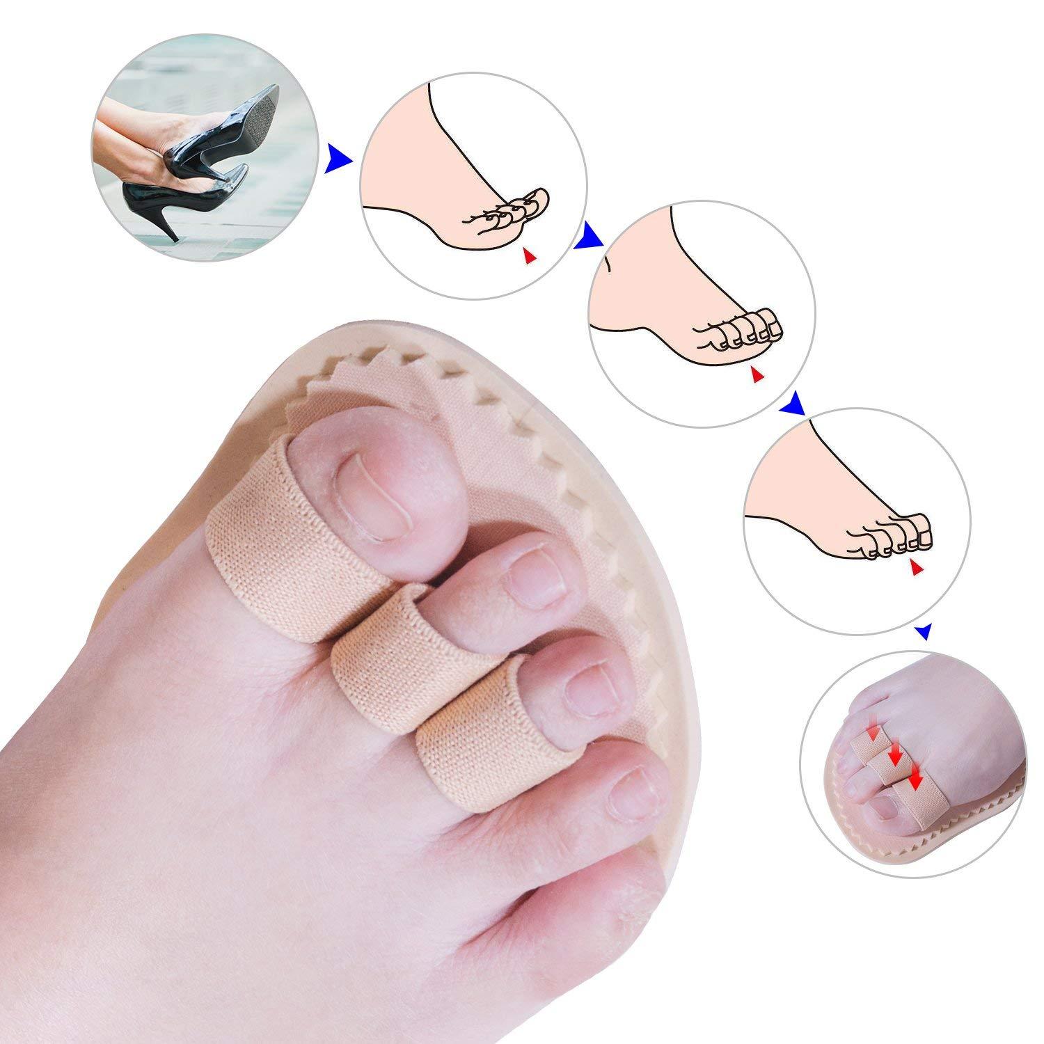 Price Xes Toe Splint & Straightener, Adjustable Loops Hammer Toe Correctors Brace w/Slip-on Cushion Metatarsal Pads for Claw Curled & Crooked Toes - Support Guard for Pre Post Surgery (3 loops right)