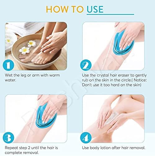 Toomh Toomh Crystal Hair Remover for Women and Men Upgraded Nano-crystalline Dots Technology Crystal Hair Eraser for Women Painless Hair Remover for Women Reusable Painless Hair Removal Stone (Multicolor)