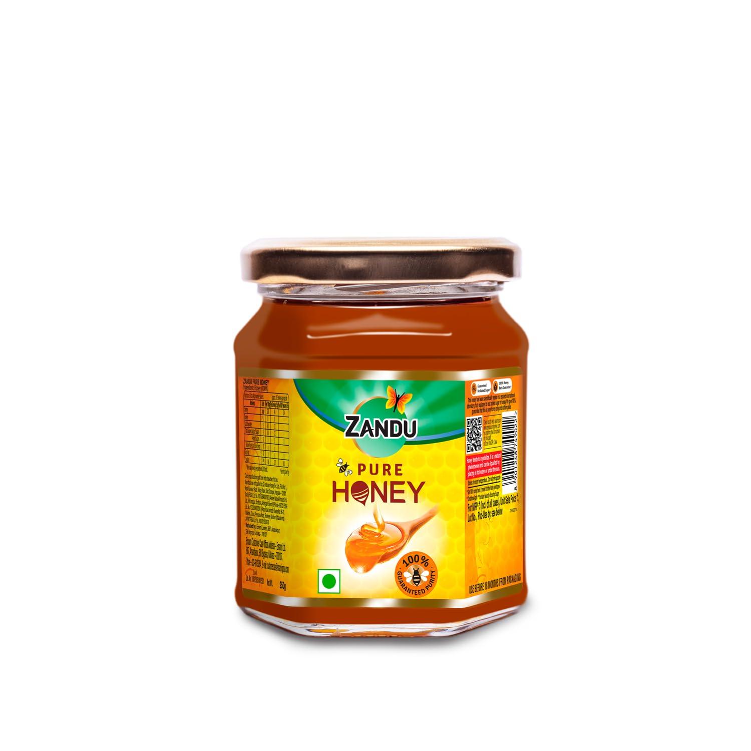 Zandu Zandu Pure Honey with Cinnamon, Green Tea & Lemon, 100% Purity, No Added Sugar, 250g