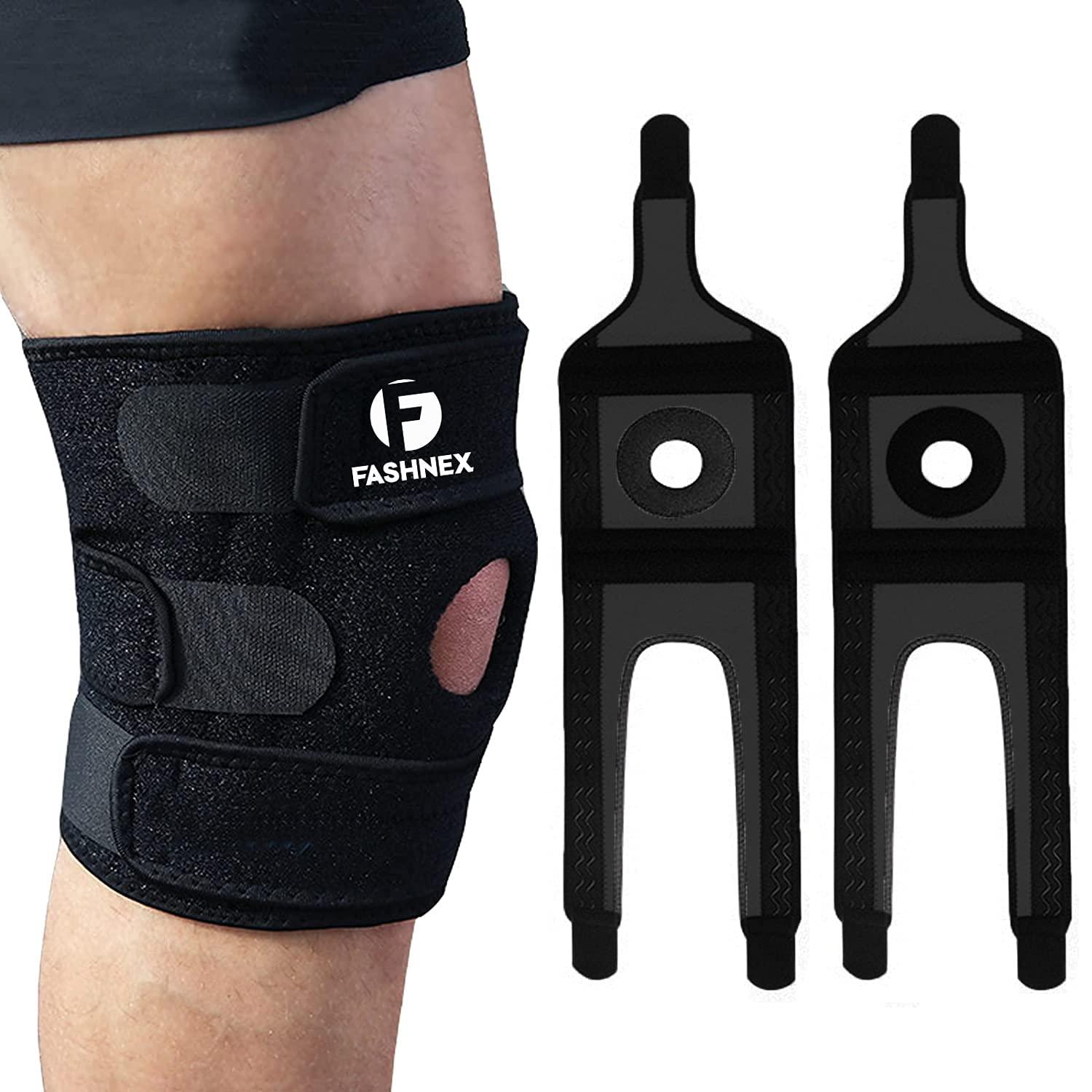 FASHNEX FASHNEX Neoprene Premium Knee Support Open Patella, Breathable Knee Cap Brace for Arthritis, Pain Relief, Sports for Men & Women - 1 Pair (Black), Free Size (Black)