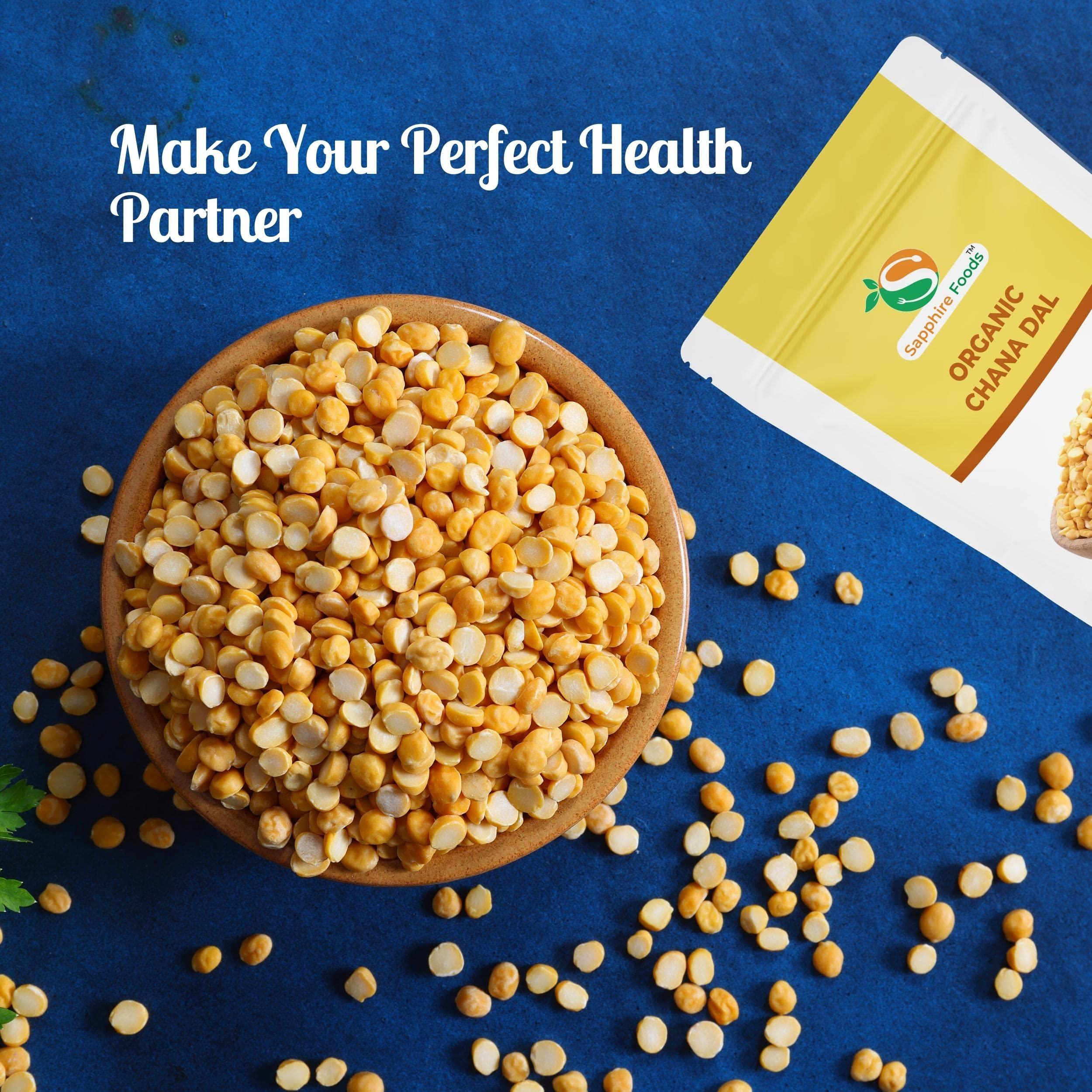 SAPPHIRE FOODS SAPPHIRE FOODS Organic Chana Dal Vegan, Unpolished and Gluten Free Dal (5kg), Pesticide-Free Unpolished Chana Dal | Natural | No Artificial Flavours.