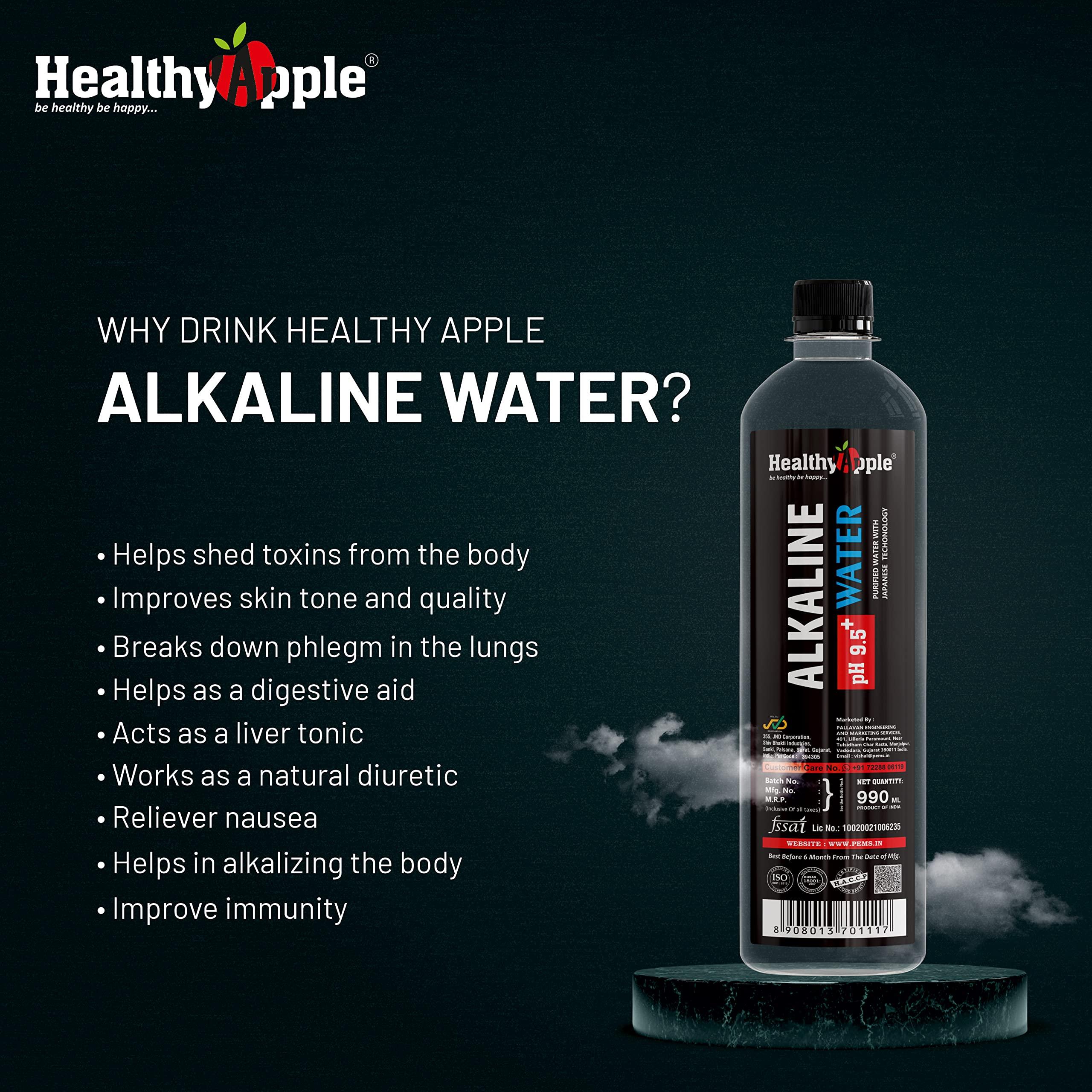 Healthy Apple Healthy Apple Nano-Filtered Ionized Alkaline Water with pH Up to 9.5 | High Mineral Content and Antioxidants 1000 ml (Non-Carbonated Water Based Beverage) (10)