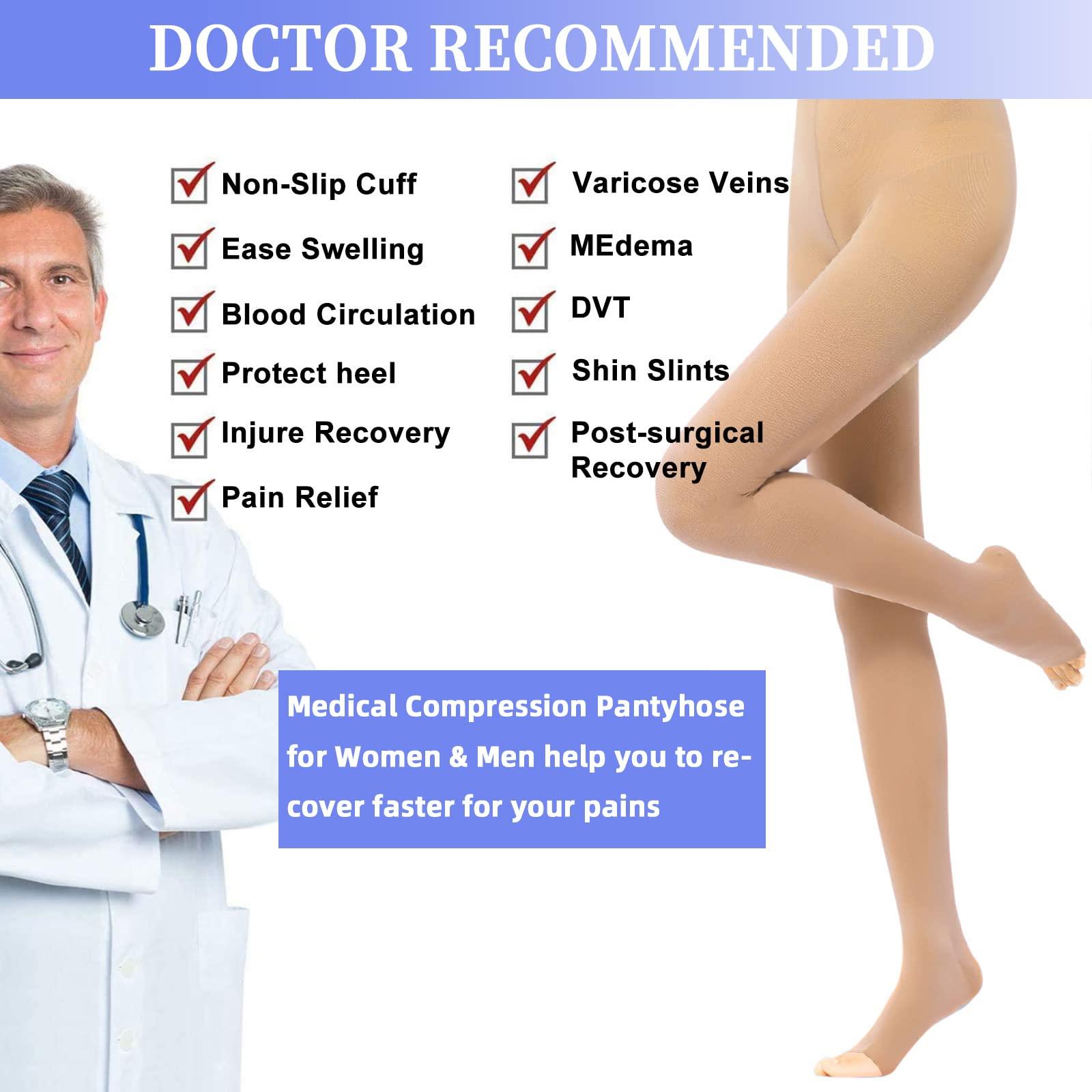 Athbavib Medical Compression Pantyhose for Women & Men, 20-30mmHg Compression Stockings, Beige-a, XX-Large