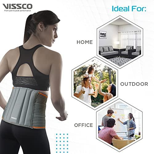 Vissco Vissco Lumbocare (Lumbo Sacral Belt), Back Support Belt for the Spine & Relieves Pain, Lower Back Brace Support, Back Pain Relief, Can be used for Slip disc - Large (Grey)