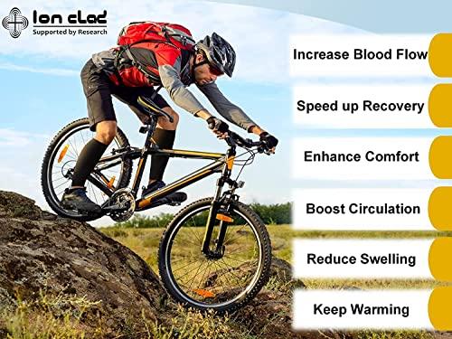 Ion Clad Ion Clad Copper Compression Calf Sleeve- Shin Support Socks for Relief from Leg Cramps, Shin Splints, Varicose Veins Injury Pain Guard - Recovery for Men & Women-Sports, Gym & Running (M)