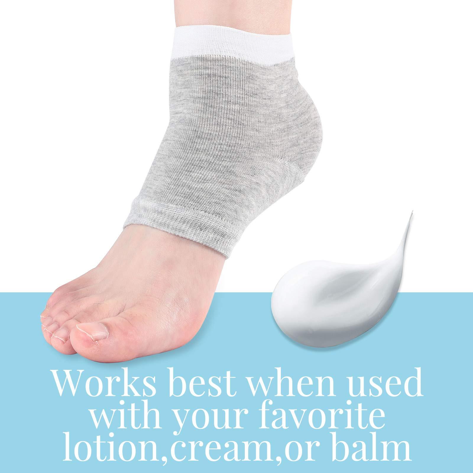 Geyoga Geyoga 2 Pairs Of Open-Toe Moisturising Gel Heel Socks, Spa Sock For Men Or Women Foot Care, Cracked Heels, Dry Feet, Foot Calluses, Dead Skin, Black, Grey