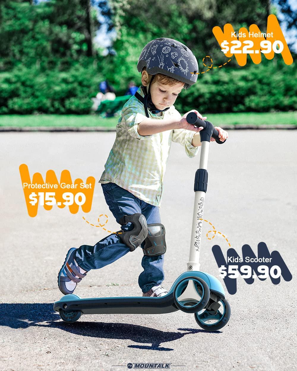 Mountalk MOUNTALK Knee Pads for Kids/Toddler, Boys and Girls Skate Pads Protective Gear Set with Elbow Pads, Wrist Guards and Knee Pads(Blue,M)