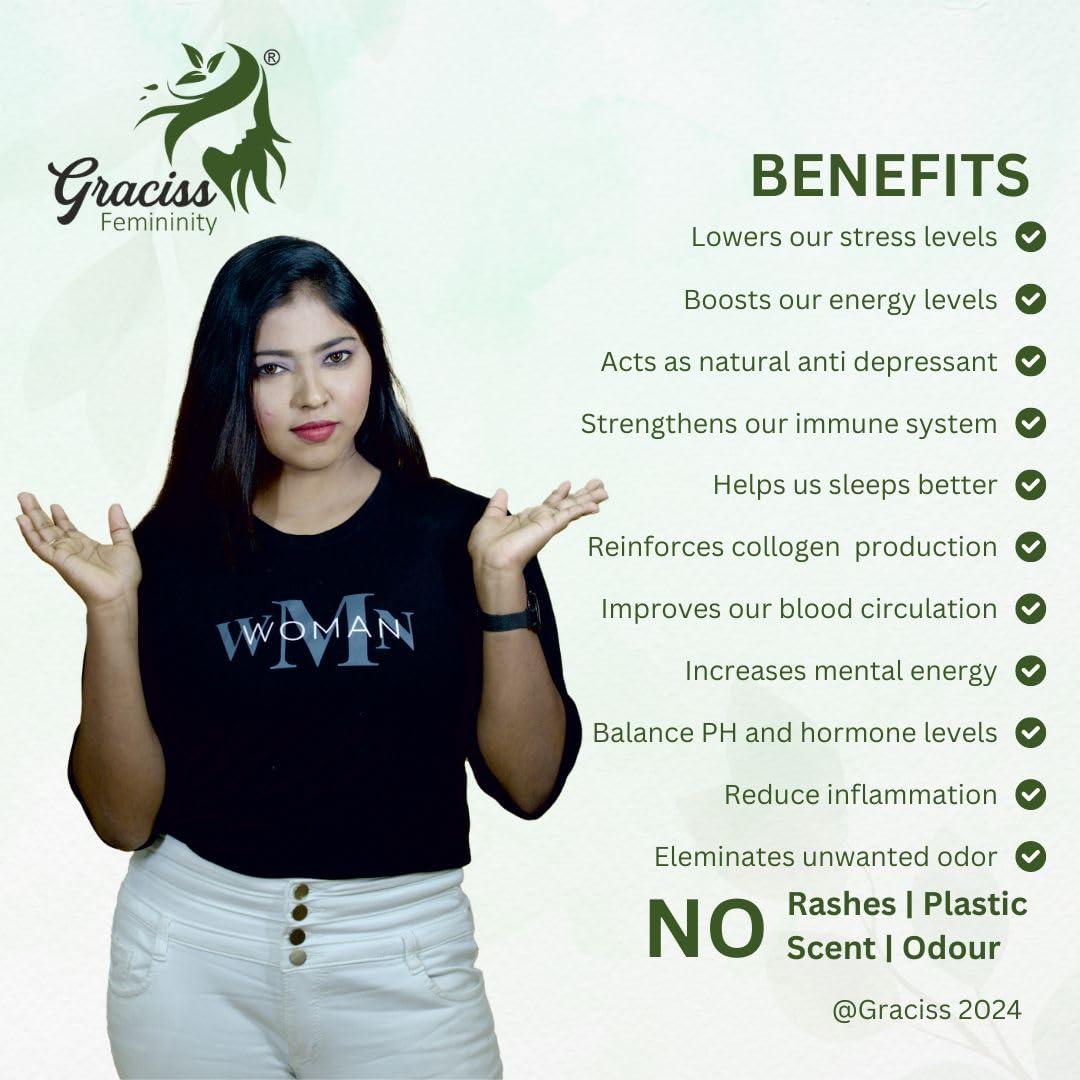 Graciss ; Femininity Graciss 10 Pcs Anion 3XL(350MM) size Ultra-thin Sanitary Pads for Women | sanitary napkins| Rash & Odour free| With premium cotton top and Anion chip With disposable wrap