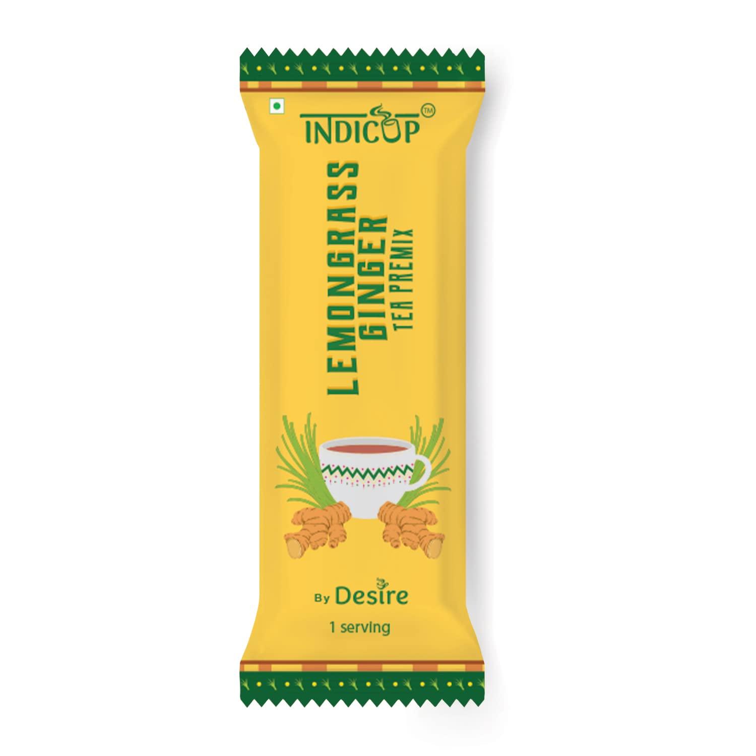 INDICUP INDICUP Lemongrass Ginger Tea Premix, Pack of 50 sachets, Instant mix, Refreshing taste