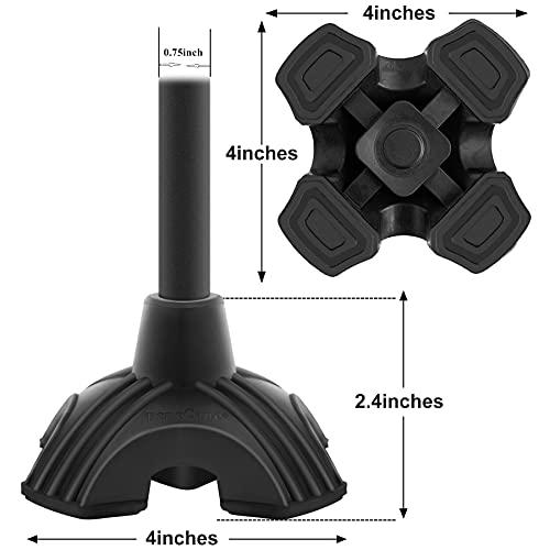 BeneCane BeneCane Cane Tip - Self Standing Quad Base Replacement for Walking Cane,4 Prong Rubber Cane Foot Pad