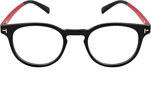 FWO FWO Bluecut Progressive Reading Glasses For Men & Women Powers Are +1.00 +1.25 +1.50 +1.75 +2.00 +2.25 +2.50 +2.75 +3.00 Black &Red Round Frame (Distance Plano/Reading +2.75)